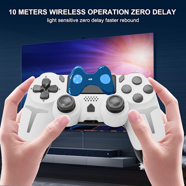 PS4 trådløs spilcontroller 6-akset vibration Bluetooth dobbelt vibration ingen forsinkelse gamepad hvid