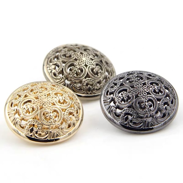 10 STK (gull, 20 mm) Klesknapp - Retro søm med hule knapper