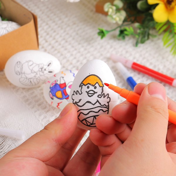 4 sæt påske DIY håndmalede æg, tegneserie bunny æg børn håndlavet håndlavet gave
