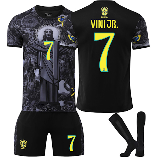 2025-2026 Brasilien Retro Special Edition Fodboldtrøje Nr. 7 Vinicius Nr. 10 Neymar Trøje Børnesæt{HONGDE} Size 7 socks #28