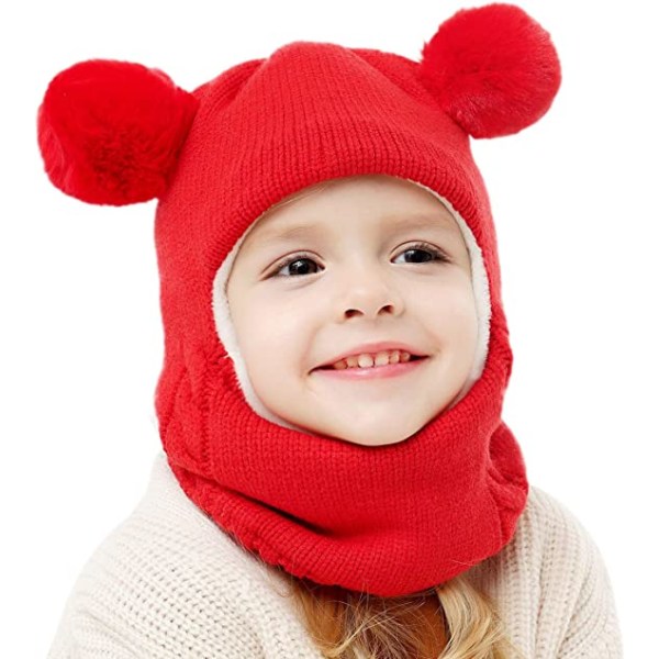 Baby vinterhue tørklædesæt, unisex spædbørnshue Tørklæde-rød
