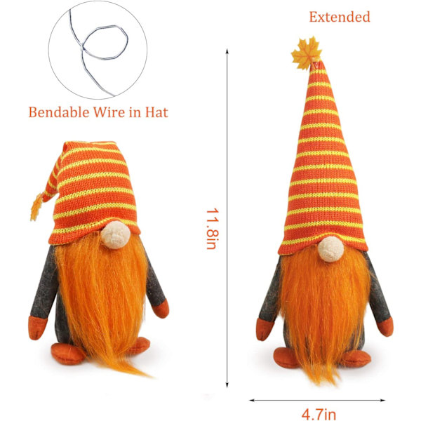 Mr og Mrs Fall Gnome Plysj Thanksgiving Dekorasjoner - 2 stk