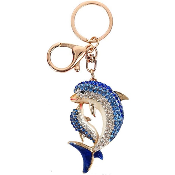 Söt delfin Rhinestone nyckelring, nyckelring hänge