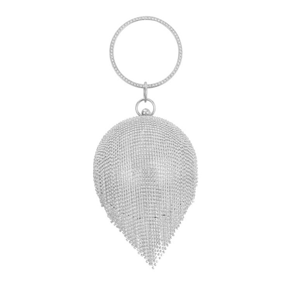 Naisten pyöreä pallomainen clutch-laukku, hopea