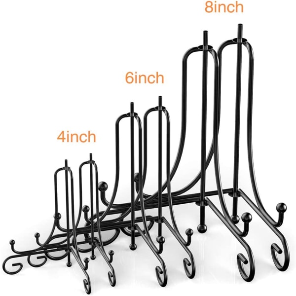 6-pack järndisplayställ i 3 storlekar (4, 6, 8 tum)