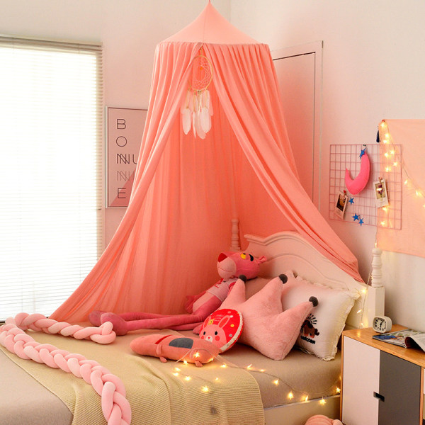 Lasten sängyn katos makuuhuoneeseen pyöreällä kupolin muotoisella  puuvillalla 2,5 m (vaaleanpunainen) 8f6b | Fyndiq