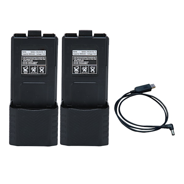 2 stk. Walkie Talkie Li Ion Batteri 3800mAh Udskiftning 2-vejs Radio Batteri til BAOFENG BF UV5R 5RA 5RB 5RC 5RD 5RO 5RE