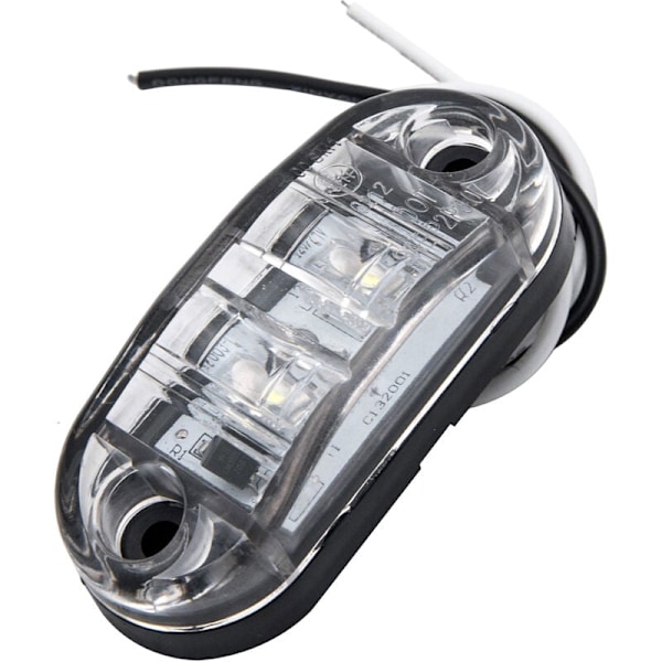 8 stk. LED sidemarkeringslys Positionslys Forreste Bageste Sidelampe 12V 24V Universal til Trailer Lastbil Campingvogn Van Bus Traktor, Hvid, 12v