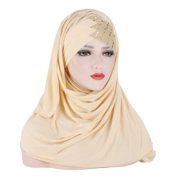 Naisten Hijab Muslim Hijab Täyspeittävä pitkä huivi-beige