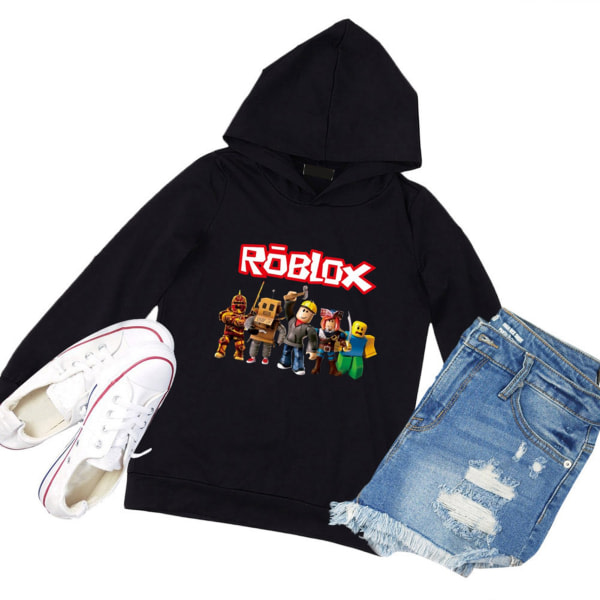 Roblox hættetrøje til børn Overtøj Pullover sweatshirt black 140cm