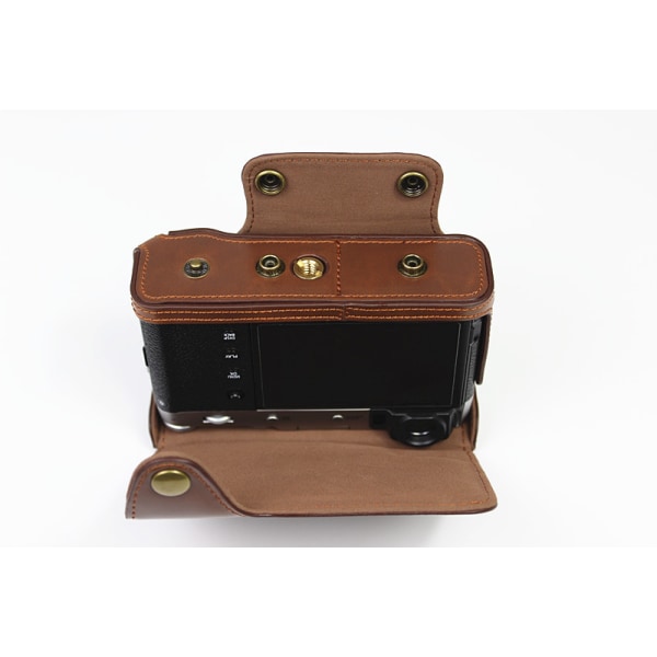 Kamerataske i ægte læder, kompatibel til Fujifilm X100V-brun