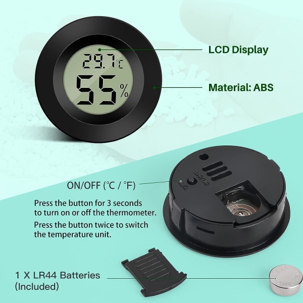 LCD digital temperatur luftfuktighed meter termometer, mini digital termometer hygrometer 3-pack – rund