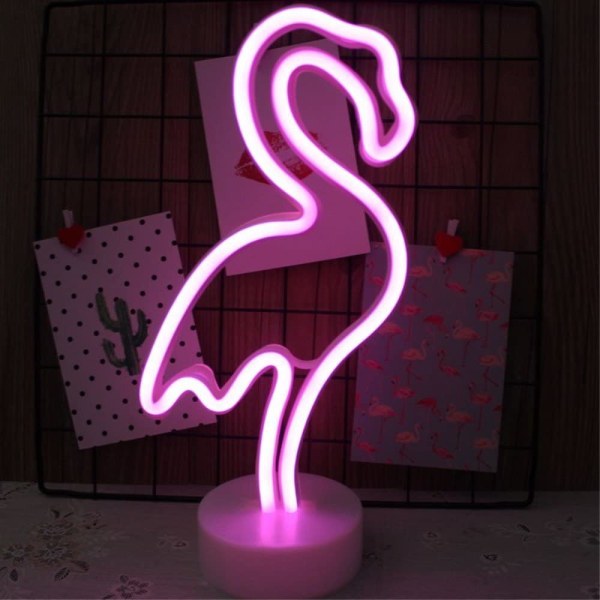 Flamingo Neon Skilt, Batteridrevet LED-nattlys, Flamingoer