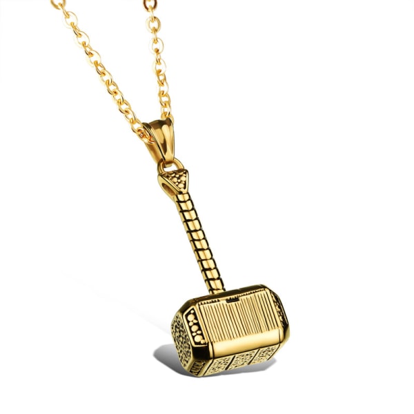 Rustfritt stål Thor's Hammer Pendant Herre Pendant Film Perifer Marvel gold