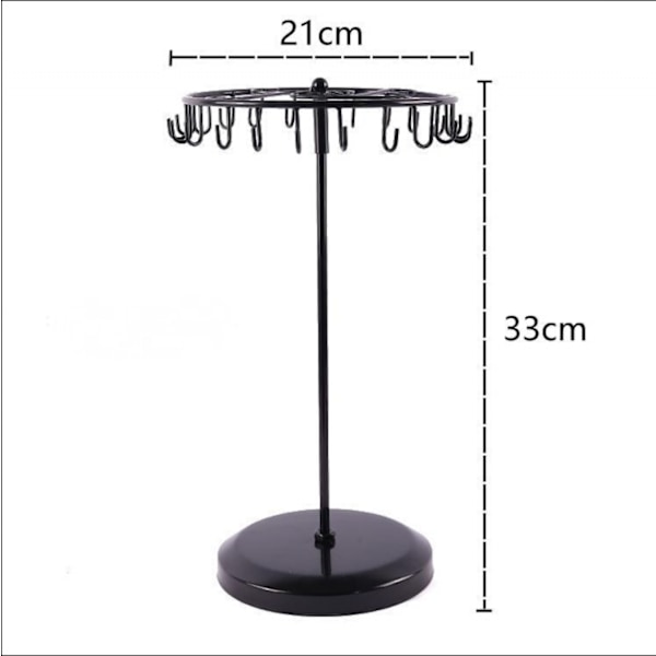 Roterende Halskædeholder Smykkeorganiseringsdisplaystand 33 cm - Sort