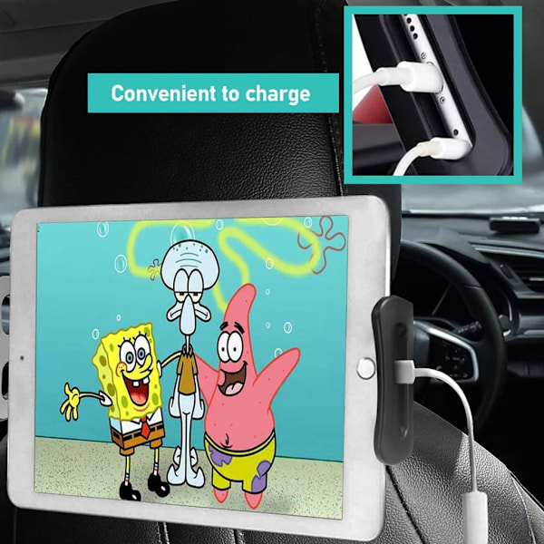 Sammenleggbar bil nakkestøtte telefon/iPad holder 360° roterbar [HONGDE]