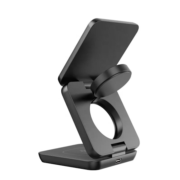 Bærbar 3 i 1 Foldbar Trådløs Oplader Hurtig Opladningsstation Magnetisk Oplader Samsung Watch Hurtig 15w Telefonoplader black General