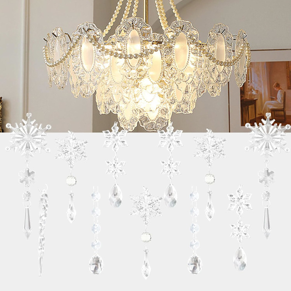 24 kristallsnöflingor ornament julgranspynt