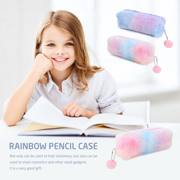 Paket med 2 plysch case, sött case, mjuk stor kapacitet, för barn (rosa, lila),