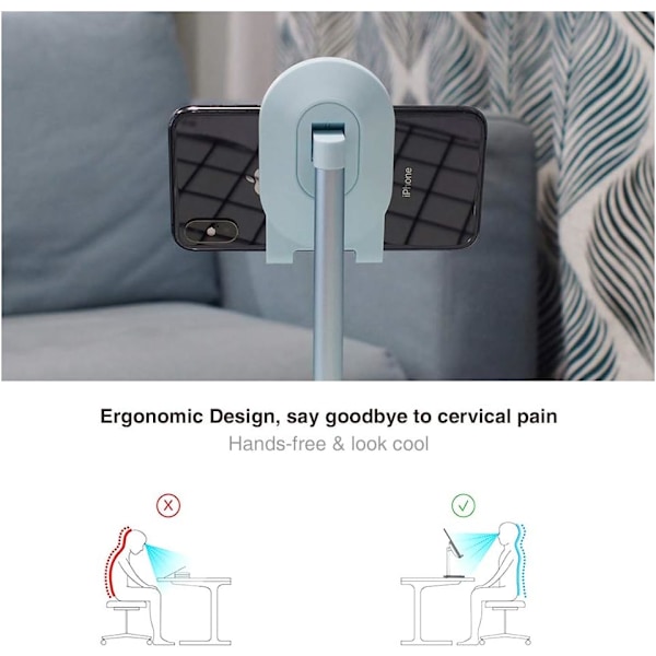 (Grøn) Skrivebords Telefonholder, Justerbar Skrivebords Telefonholder, Kompatibel med 4\" - 12.9\" Telefoner/Tablets/iPhone/iPad/Switch