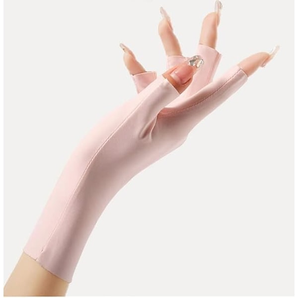 (Pink og sort) 2 par fingerløse handsker til kvinder, sommer UV-beskyttelseshandsker, kølige is-silkehandsker