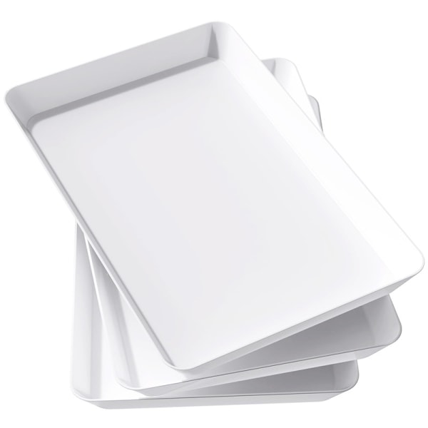 pcs Serving Tray Plastic for Party Supplies, Platters for Serving Food, White Reusable Tray for Veggie, Snack, Fruit, Cookies, Des