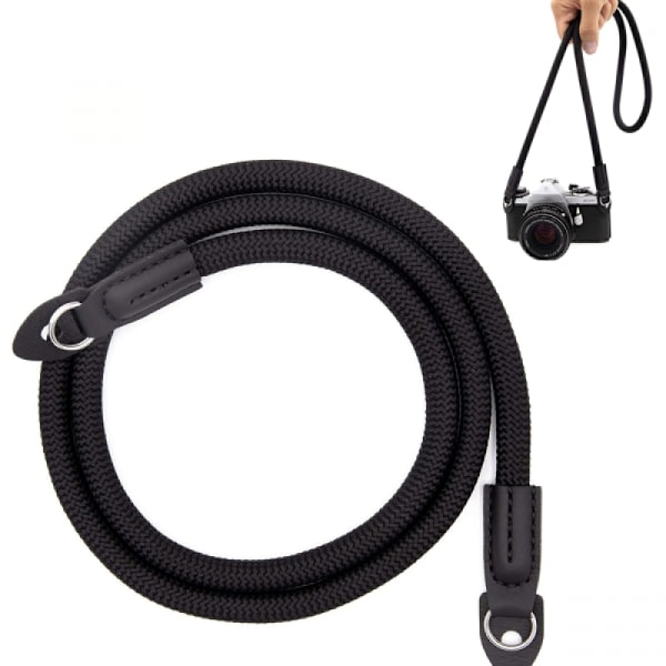 Lens-Aid Camera Strap in Rope Look 105 cm(Black), As Neck or Shoulder Strap for Carrying a Camera