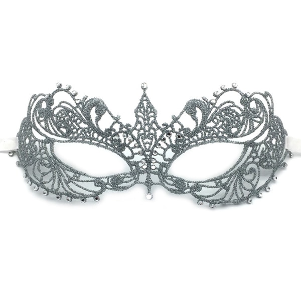 Fancy dress mask maskerad party mask silver spets diamant mask