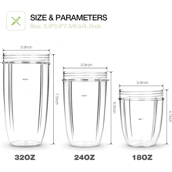 Juicer 24OZ Transparent Cup för Nutribullet, Juicer Reservdelar