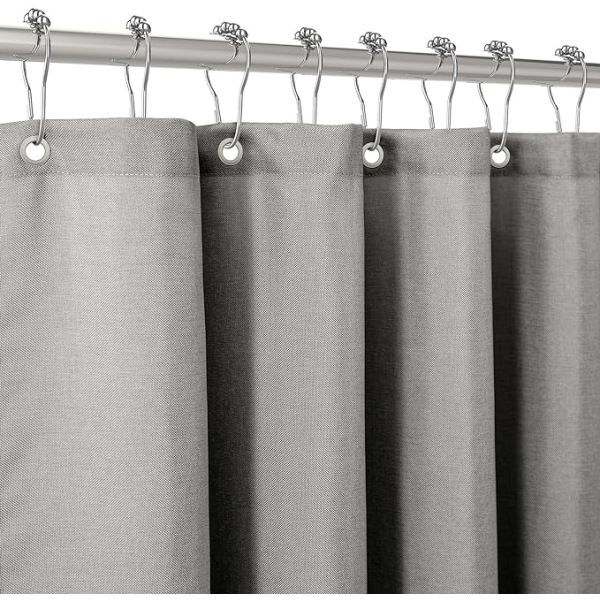 Duschdraperi av linne，180 x 180cm (grå), tyg, textil, badkar