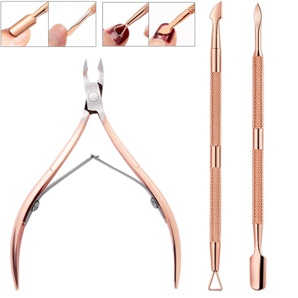 Sæt med Cuticle Clippers - Cuticle Trimmer - Negleklipper - Rustfrit Stål - Rosenguld