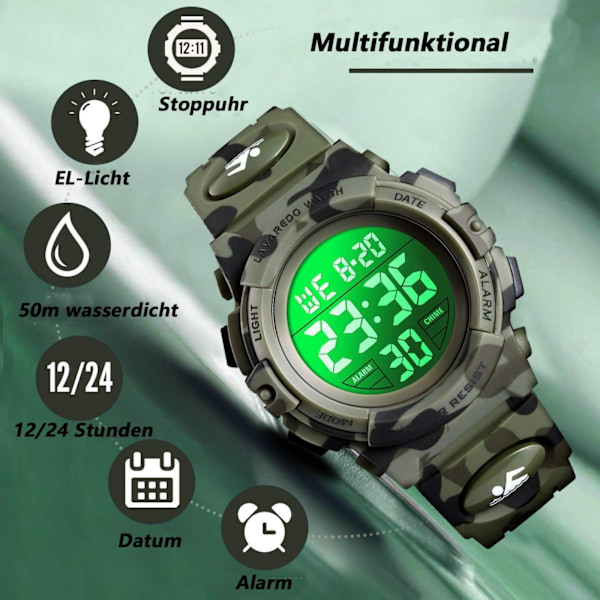 Kronograf Barnklocka Digital Sport Multifunktionell Chronog