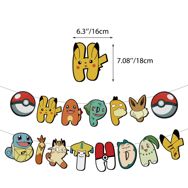 Pikachu barnkalas ballongbåge Grattis på födelsedagen