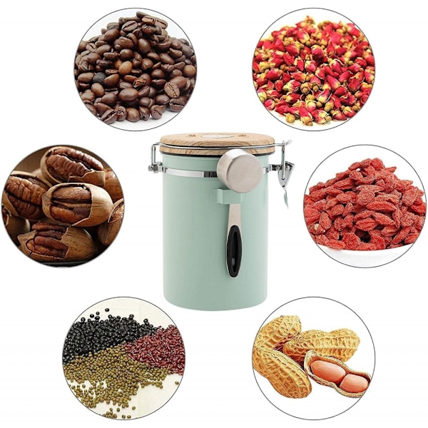 (Beige) Kaffe pulver lufttät burk skafferi förvaringshyllor att ta med behållare med lock lufttäta matbehållare kaffebönbehållare