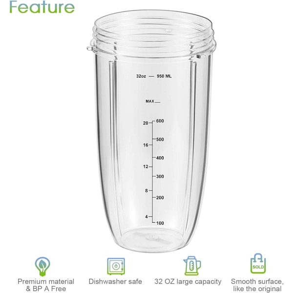 32oz Blender Cups Udskiftning Blender Cups til NutriBullet 600w og 900w Blender