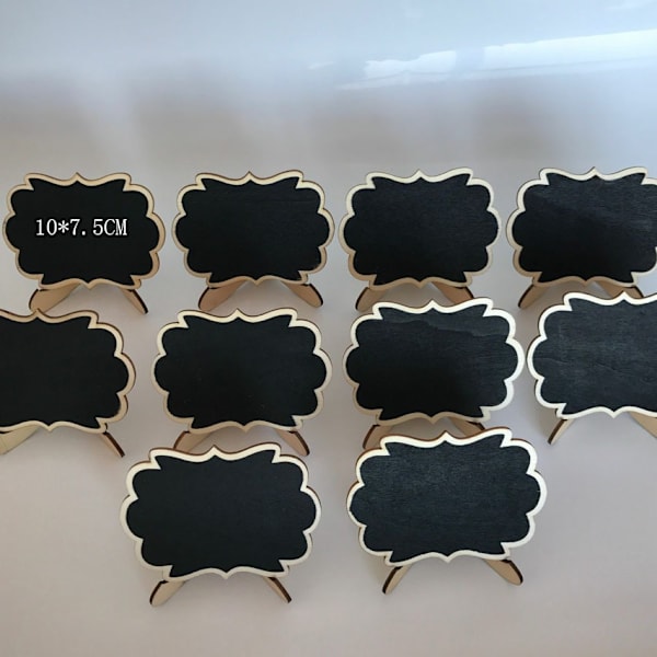 10 Pakk Mini Kritttavler med Stativ, Små Rektangulære Kritttavler, Tre Plasskort for Bryllup, Bursdag