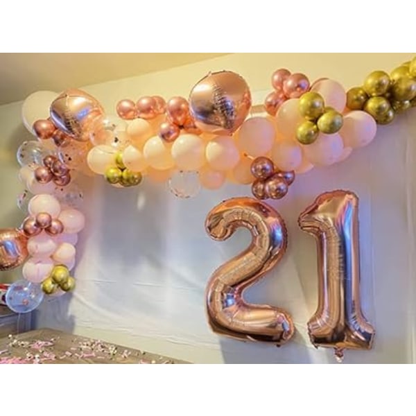 Födelsedagsnummerballong 1 roséguld 98 CM | 1 års jubileumsdekoration | 1 års födelsedagsballong | Heliumballong för födelsedag