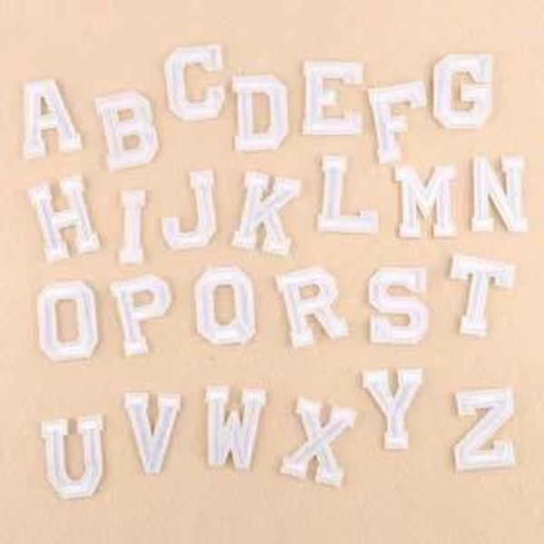 26st engelska alfabetlappar, broderade tyglappar