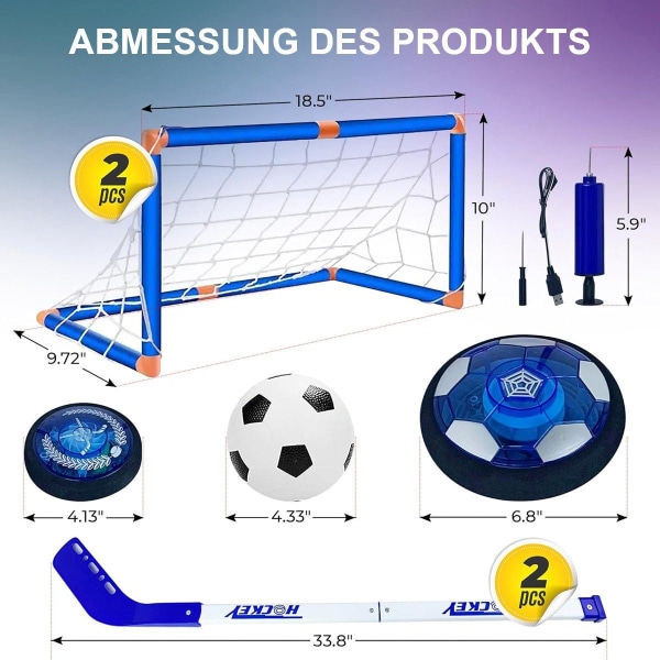 Inomhushockeyklubba Barnleksak Hover Hockey Fotboll Set - 3 Boll T