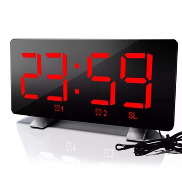 Radioväckarklocka väckarklocka LED med 6-tums display bordklocka 12/24 timmars musikväckarklocka