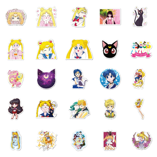 100 st Sailor Moon Stickers, Söta Sailor Moon Stickers för bärbar dator