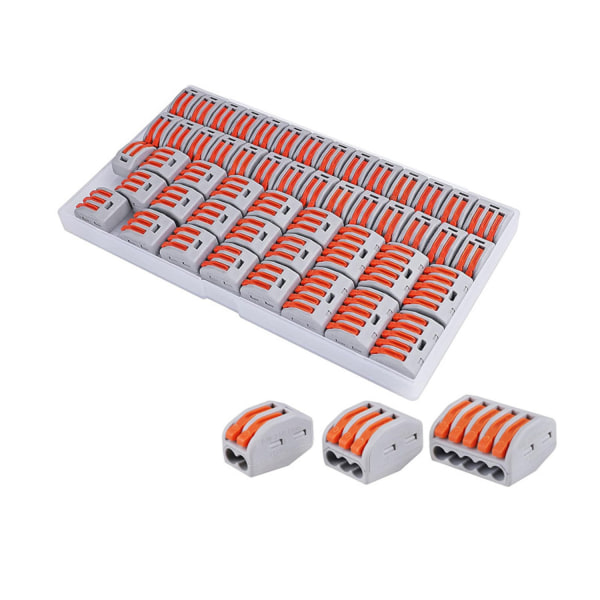 50-pack snabbkopplingsterminaler med spak, elektriska kabelklämmor, kabelpluggar, breakout-kontakt,