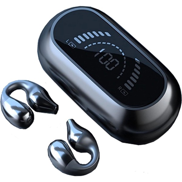 (Svart) öronklämma benledning hörlurar Bluetooth 5.3 trådlösa hörlurar