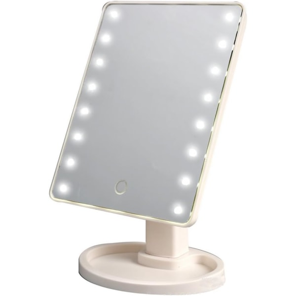 16 LED smart pekskärm bärbar bordsskiva upplyst kosmetisk sminkspegel (vit)