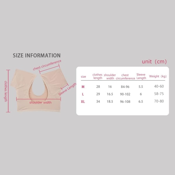 XL, Vita Underarm Sweat Pads T-shirt Shape Sweat Pads