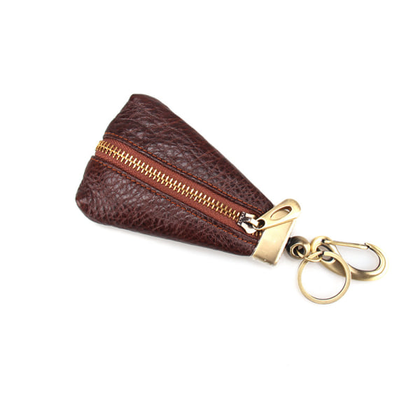 Vintage lädernyckelpåse Nyckelväska för män Liten plånboksnyckelväska Case Mini Myntväska i äkta läder Svart Färg