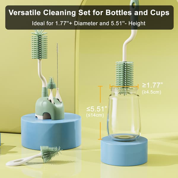 1-pack Silikonflaskborste med Stativ, 360° Rotationssilikon