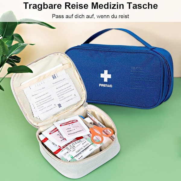 2-pack (blå) Reseväsk för medicin, tomt första hjälpen-kit, nödkit