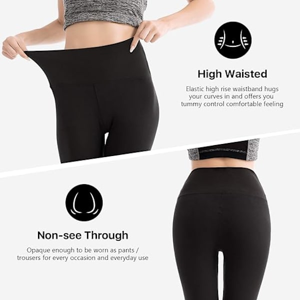 Högmidjade Leggings för Kvinnor, Smörigt Mjuka Elastiska Opaka Byxor