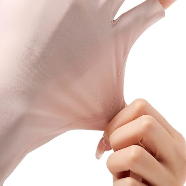 (Pink og sort) 2 par fingerløse handsker til kvinder, sommer UV-beskyttelseshandsker, kølige is-silkehandsker
